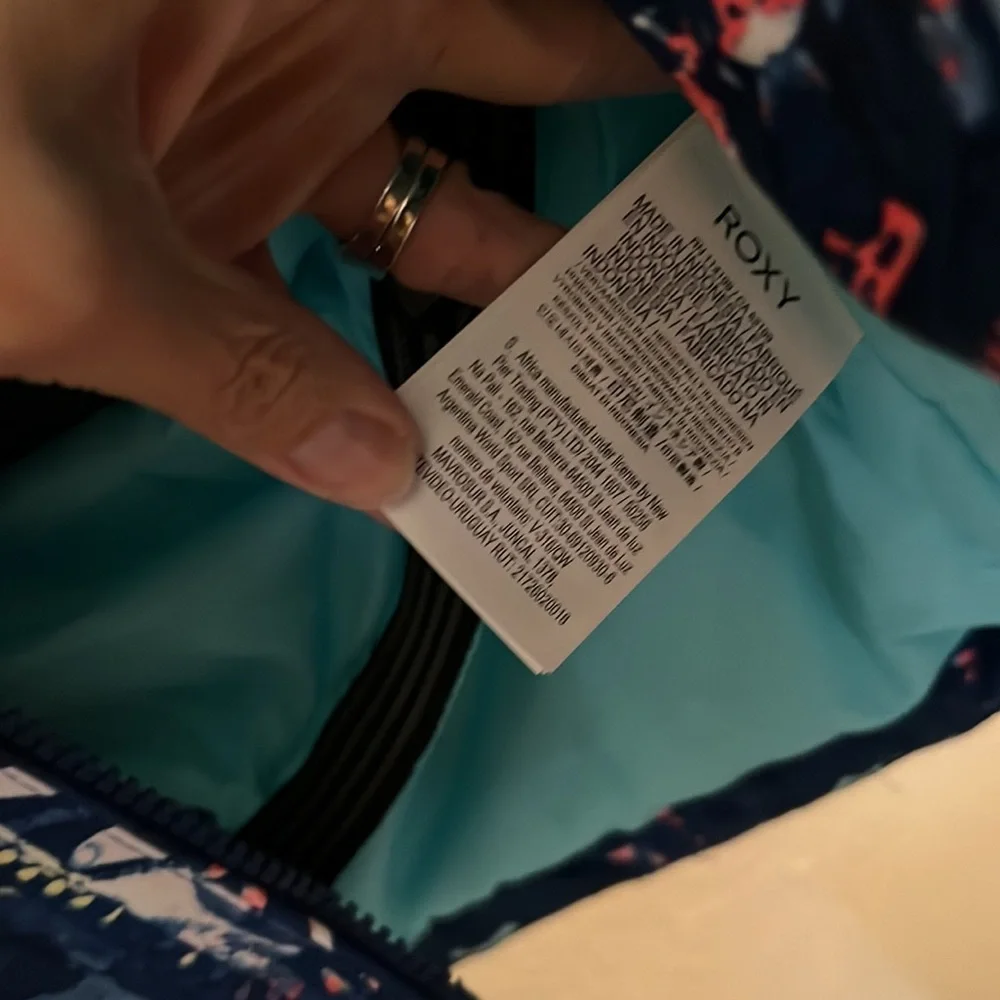 (12) Roxy American Pie Snow Jacket Snowboarding Ski Navy Blue Pink New Condition - Picture 9 of 11